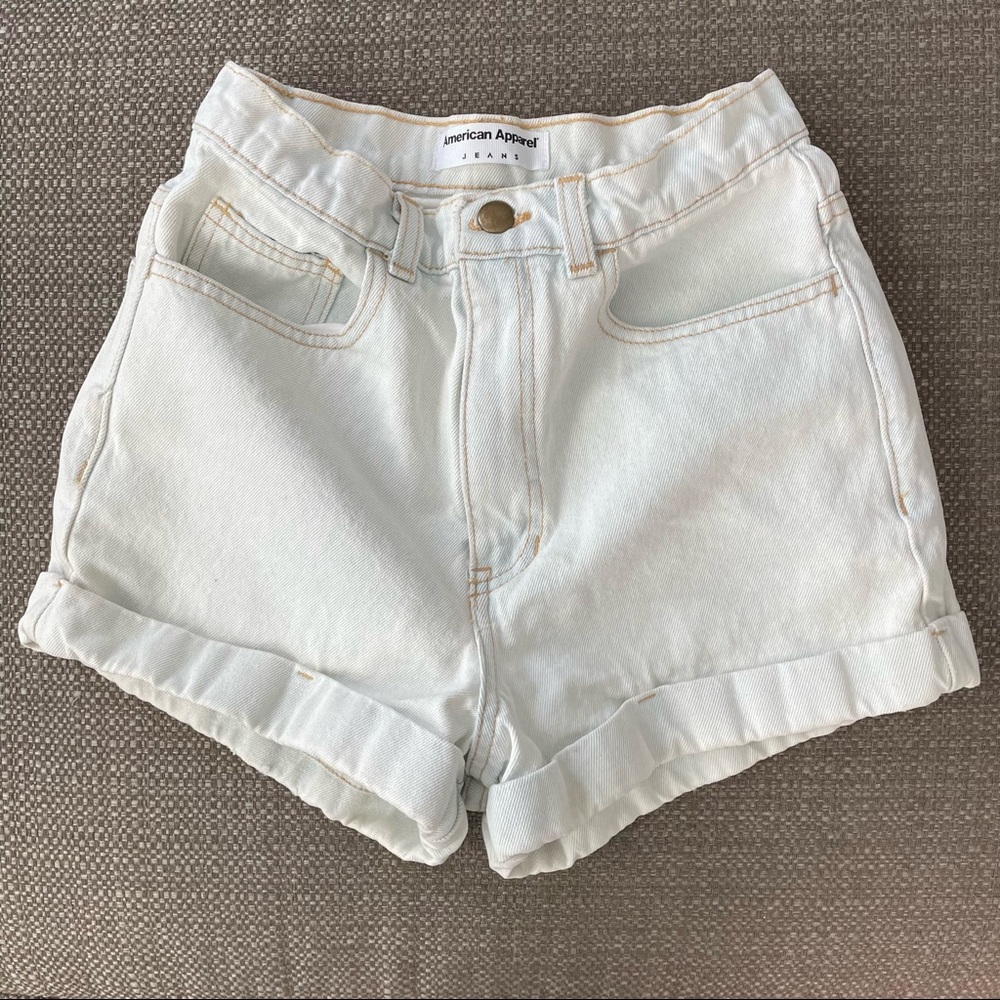 American Apparel Women's Denim High-Waist Cuff Short